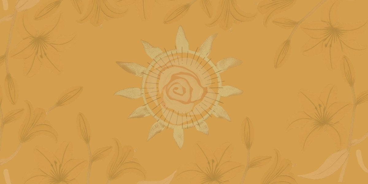 flowers and stars and a rose on a beige background by bystarshine