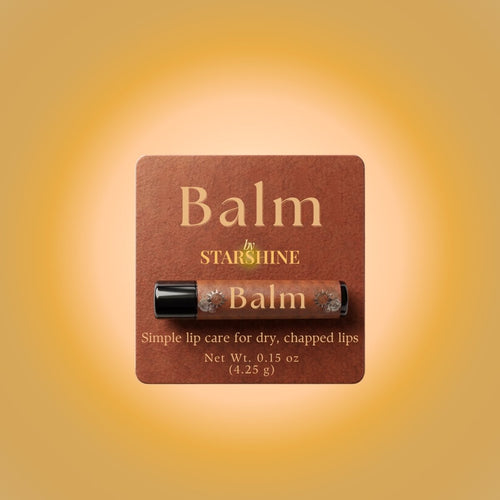a brown square holding a tube of lip balm that says "balm" by bystarshine