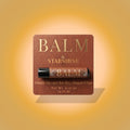 Lip balm packaging with 'BALM by Starshine' on a gradient background